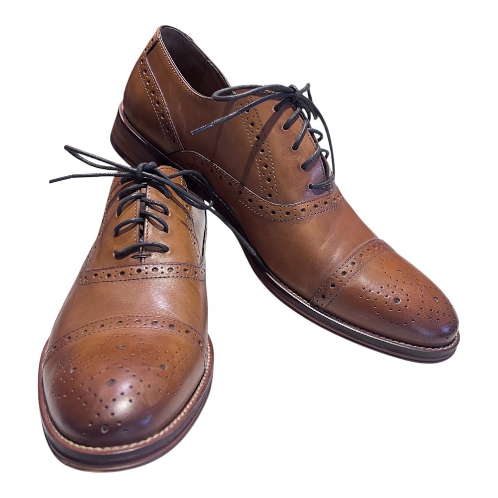 Johnston & Murphy Conard Cap Toe Oxford Shoes Mens 11M Tan Leather Brogue - Picture 6 of 9